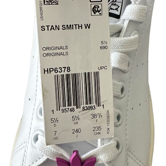 Adidas Original Stan Smith Butterfly Women’s Athletic Shoe Size 7 White NIB - Picture 10 of 11